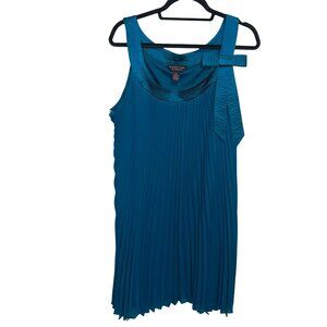 Signature by Robbie Bee TurquoisePleated Flowy Cocktail Dress with Bow 22W NWT